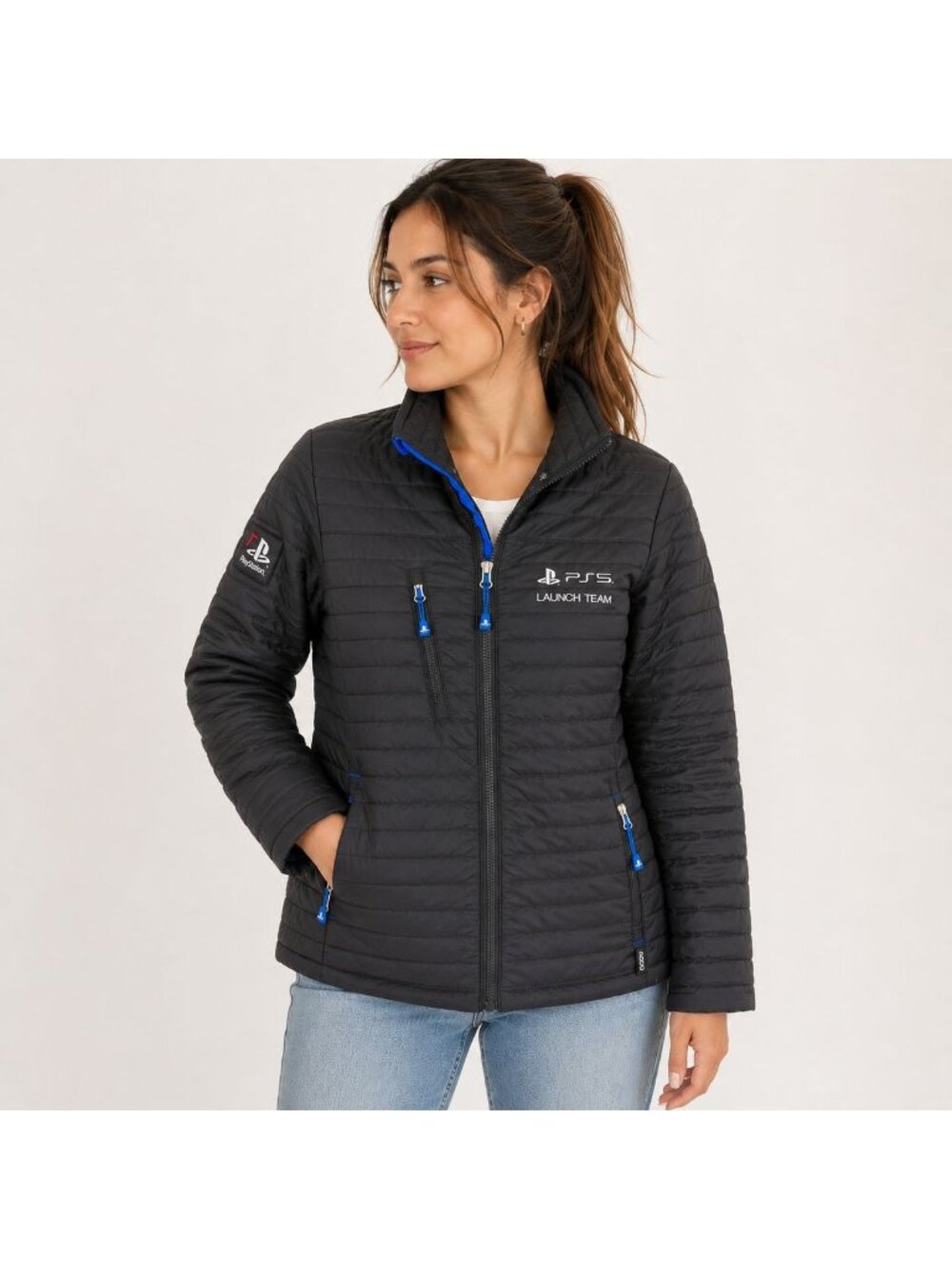 PlayStation PS5 Launch Team 25th Anniversary Black Puffer Jacket Women's L